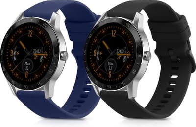 kwmobile 2x horlogebandjes geschikt voor Blackview X1 Smartwatch bandje - Smartwatch bandjes van TPU - Activity tracker horloge band in zwart / donkerblauw