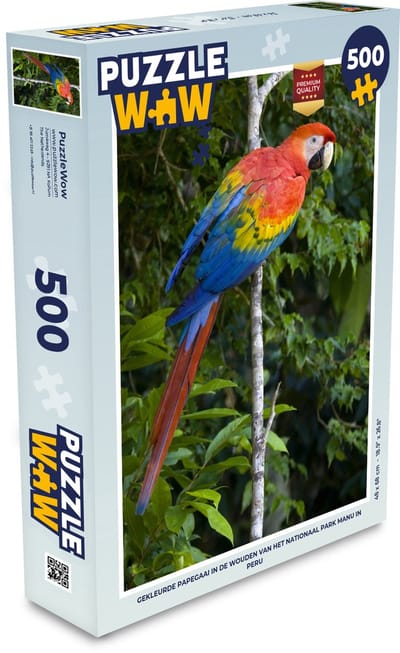 Puzzel Gekleurde papegaai in de wouden van het Nationaal park Manu in Peru - Legpuzzel - Puzzel 500 stukjes