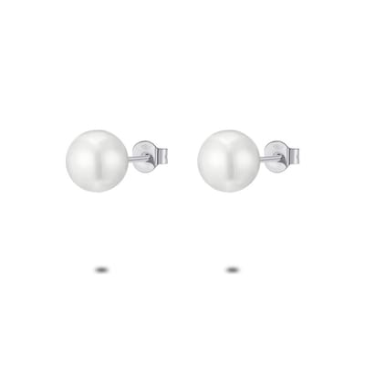 Twice As Nice Oorbellen in zilver, parel 8 mm