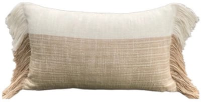 Urbane Hide | Kussenhoezen | Kussenhoes | Kussenhoesjes | Sierkussen | 30x50 cm | Gouden Duin met Franjes | Katoen | Beige | Zonder binnenkussen