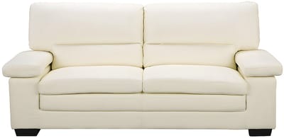 Vente-unique Sofa 3 plaatsen en fauteuil van ivoorkleurig buffelleer MIMAS II