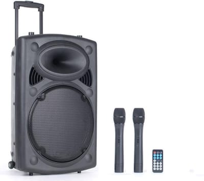 Qtx QR12PABT Mobiele Bluetooth PA Luidspreker Box Accu Trolley USB/SD/VHF 700W