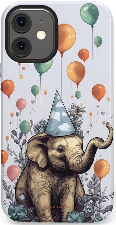 Casetastic Hoesje Geschikt voor Apple iPhone 12 Mini - Stijlvolle Beschermende Duo-layer Case - Olifant Verjaardag