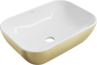 Mexen Rita opzetwastafel 45 x 32 cm, wit/gouden lijnen - 21084553