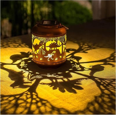 Dinosaurus Solar Lantaarn - Decoratieve Tuinlamp - Buitenverlichting Tuin - Uniek Hol Ontwerp - 16.8 cm Hoog - Bronskleurig