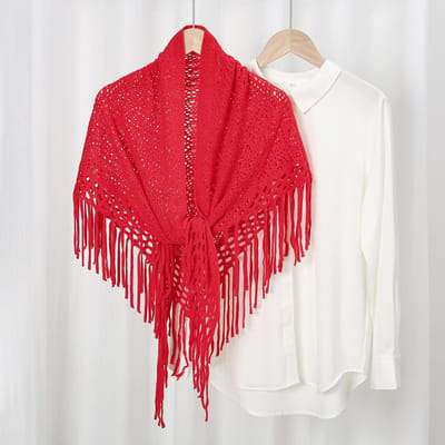 Gebreide Katoenen Tassels Sjaals Sjaal Vrouw Zacht Hoge Kwaliteit Wikkels Dames Reizen Strand Cape Vrouw Holle Mode Sjaals red