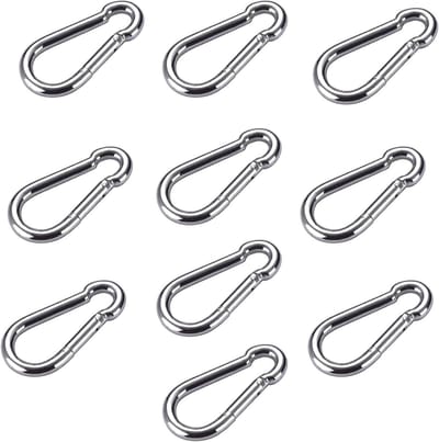 Set van 10 RVS Karabiners - Duurzame Snap Hooks voor Outdoor, Camping en Sportactiviteiten (4x40mm)