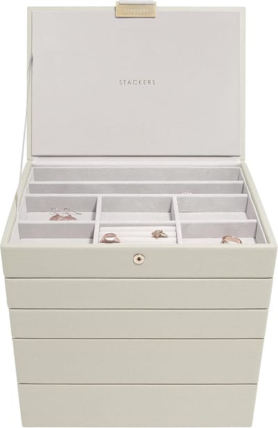 Klassieke Beige Juwelendoos Set van 5 - Perfecte Organisatie voor Sieraden