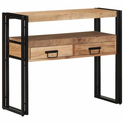 vidaXL - Wandtafel - met - lade - Bruin - 90 - x - 33 - x - 75 - cm - Massief - Acacia - Hout