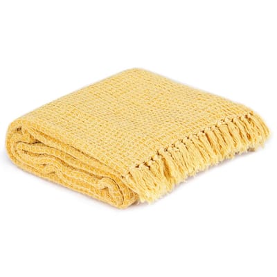 vidaXL - Plaid - 160x210 - cm - katoen - mosterdgeel