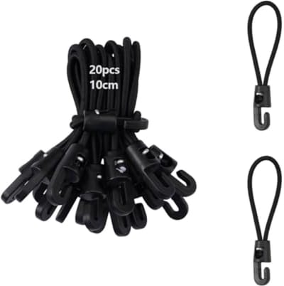 20 elastische bevestigingsbanden met haken - 10 cm - stevige rubberen spanriemen voor buiten