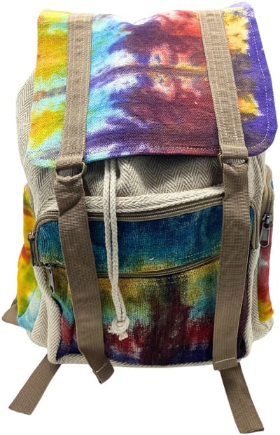Ancient Wisdom - Rugzak - Tiedye hemp grote vierkante rugzak - tas - backpack - schoudertas - schooltas - handtas - draagtas