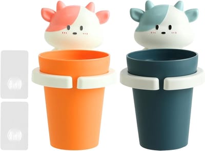 Set van 2 Wandbevestigde Tandenborstelhouders voor Kinderen, Schattig Cartoon Ontwerp, Tandenborstel Organizer, Ideaal voor Tandpasta en Elektrische Tandenborstels