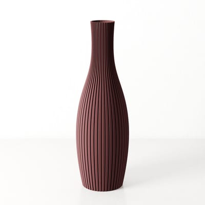 Fleuriek - Smalle Hoge Vaas - Bordeaux rood - H30 cm - Dunne Japandi Vaas - Minimalistische designvaas - Decoratieve vaas vensterbank of tafelvaas