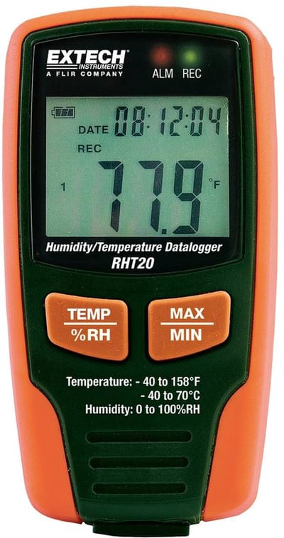 Extech RHT20 Datalogger voor luchtvochtigheid en temperatuur 0 % Hrel 100 % Hrel Datalogger functie