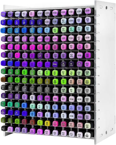 Pen Organiser - Desk Pen Holder - Desk Storage - Pencils Crayons Marker Pens - Opbergoplossing met Verwijderbare Divider voor Thuis Kantoor School - 180 Holes
