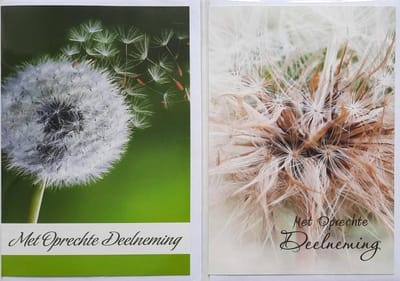 2 Wenskaarten - Condoleance Kaarten - Met Oprechte Deelneming - 12 x 17 cm – CON-006