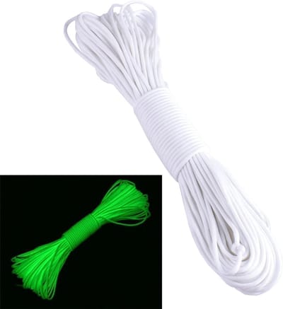 Luminous Fluorescerend Paracord Parachute Cord voor Outdoor Activiteiten - Wit, 25 ft, Sterk en Duurzaam