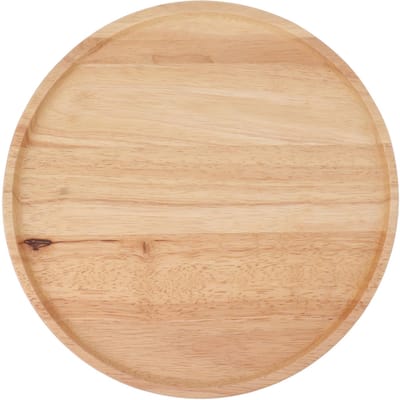 Rond Houten Dienblad 30cm Eenvoudige Stijl Stabiel Serveerblad voor Ontbijt Pizza Fruit Snacks beige