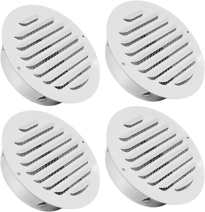 Ronde Ventilatie Roosters - Roosters met Gaas - Luchtcirculatie Verbeteren - Insectenwerend Gaas - 10 cm Diameter - Wit