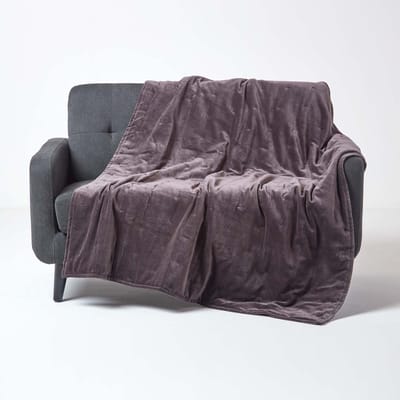 Homescapes Gewatteerde fluwelen deken donkergrijs – sprei van katoenfluweel , 125 x 150 cm