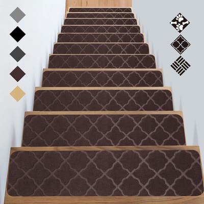 Trapmatten Trapmatten Zelfklevende Trapmatten Antislip Trapmatten Rechthoekig Antislip Tapijt voor Kinderen Huisdieren Bruine Kubus (76x20cm 15st)