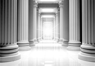 Fotobehangkoning - Behang - Vliesbehang - Fotobehang 3D Pilaren - Ancient parthenon - 150 x 105 cm