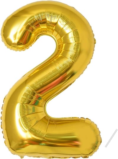 Grote Gouden Folieballon Nummer 2 voor Verjaardag XL - Helium Geschikt