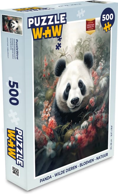 Puzzel Panda - Wilde dieren - Bloemen - Natuur - Legpuzzel - Puzzel 500 stukjes