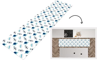 Keukenloper - Loper keuken - Space - Robot - Planeten - Patroon - 200x50 cm - Keukenloper vinyl