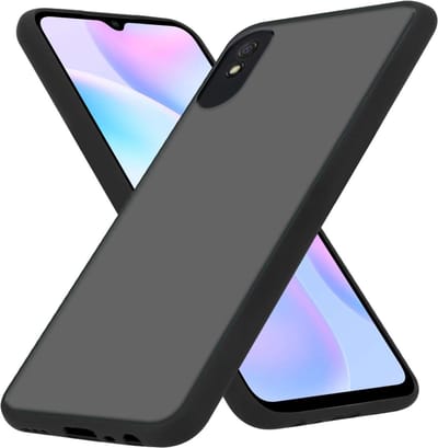 Cadorabo Hoesje geschikt voor Xiaomi RedMi 9A / RedMi 9AT in MATT ZWART - Hybride beschermhoes met TPU siliconen Case Cover binnenkant en matte plastic achterkant