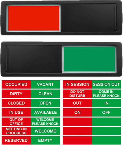Privacy Deur Sign - Bezet Indicator - Kamer Status - Eenvoudige Bevestiging - 7 x 2 Inch - Zwart