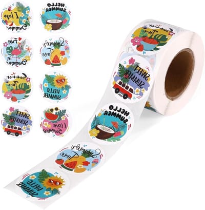 500 Stuks Zomerstickers voor Kinderen, Tropische Strandstickers met Watermeloen, Ananas en Kokosnoot voor Hawaii Feestdecoratie en DIY Creatieve Projecten