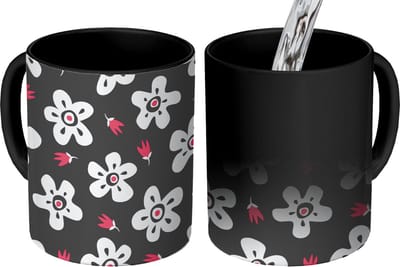 Magische Mok - Foto op Warmte Mokken - Koffiemok - Patronen - Bloemen - Sterren - Magic Mok - Beker - 350 ML - Theemok