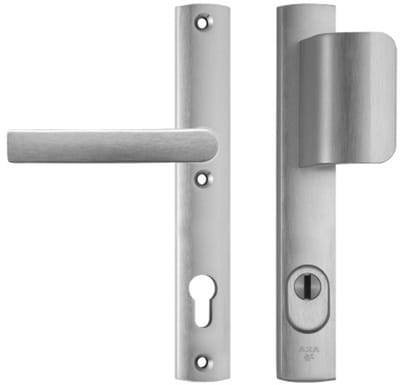 AXA Veiligheids Deurbeslag set - Curve Plus - Deurkruk Aluminium - Smal D-duwer + kruk - PC92 - Anti-kerntrek - Omkeerbaar - Geslepen F1 - SKG3