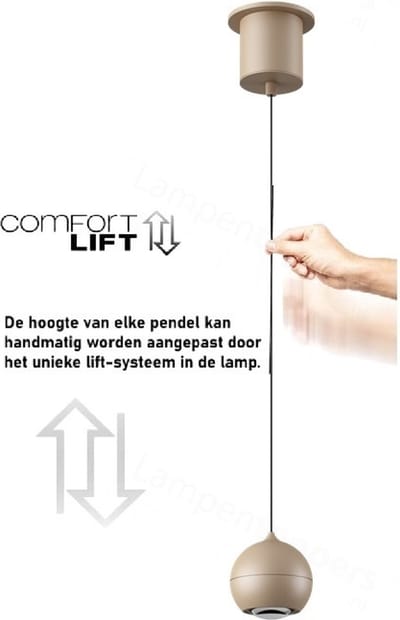 Artdelight - Hanglamp Miami 1 lichts Ø 10 cm comfortlift champagne