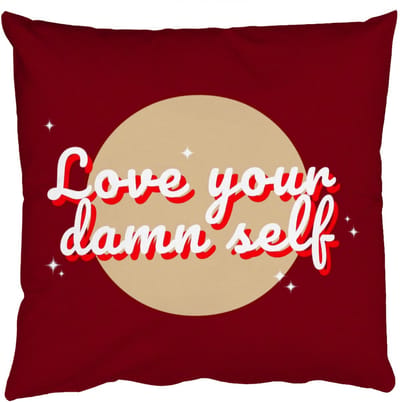 Sierkussens - Kussentjes Woonkamer - 50x50 cm - love your damn self - Cirkel - Glitter - Rood