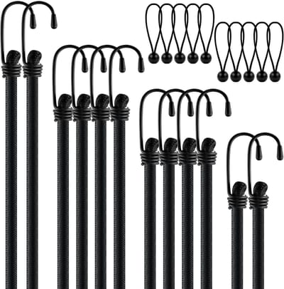 Ibenzoa® Set van 12 Elastische Spanrubbers met Haken voor Diverse Ladingbeveiliging