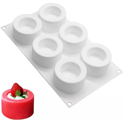 6-Gaats Cilindrische Mousse Taart Siliconen Vorm DIY Franse Holle Cup Patisserie Chocolade Pudding Jelly Muffin Cup Taart Bakgereedschap wit