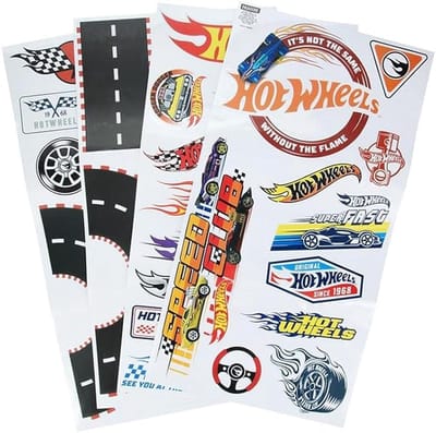 Hot Wheels Muurstickers – Officieel gelicentieerde Muurstickers voor Kinderkamers, Herbruikbare Speelgoedautobaan, Speelkamer Muurstickers, Decoraties, Speedway Wegen, Slaapkamerdecoratie voor