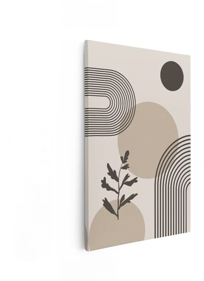 Artaza Canvas Schilderij Abstract - 80x120 cm - Wanddecoratie Boho - Muurdecoratie Geometrisch - Decoratie Beige - Schilderijen Op Canvas
