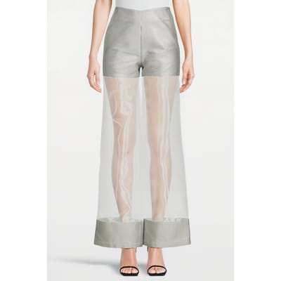 Marcell von Berlin Women‘s Transparent Fabric Trousers Silver Gray/white Taglia: 36 | Pantaloni Outlet | Donna | Grigio