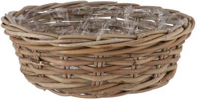 DK Design Plantenmand/aardappelmand tafelmodel - Ivy - met binnenzak - rotan - B40 x H13 cm - binnen/buiten