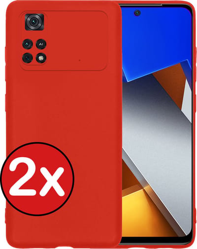 Hoesje - 2 Stuks - Geschikt voor Xiaomi Poco X4 Pro 5G - Sterk & Shockproof - Telefoonhoes - Back Cover - Case Siliconen - Telefoon Hoes - Rood