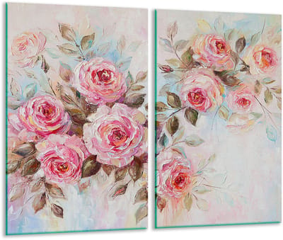 TMK ArtDeko - Snijplank - Glas - 2x 30x52 cm - Bloemenmotief