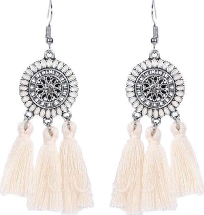 Fako Bijoux® - Oorbellen - Bohemia - Kwastjes - Wit