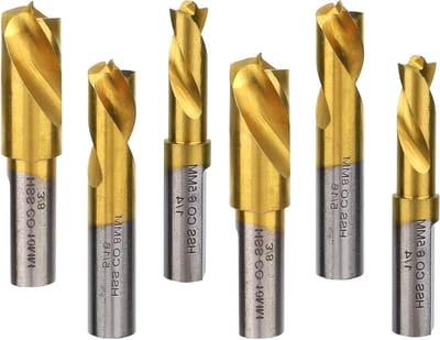 Set van 6 HSS Spot Weld Boorbits - 6.5mm, 8mm, 10mm - Titanium Coated Gereedschap voor het Verwijderen van Spotlasverbindingen en Metalen Bevestigingen