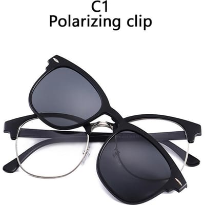 2218 2-in-1 Magnetische Clip-On Zonnebril Bril Dames Heren Klassiek Plastic Brilmontuur Montuur Voor Nachtrijden Zonnebril UV400 SHOW AS PICTURE
