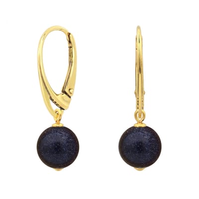ARLIZI 2077 Oorbellen blauw goudsteen hanger - verguld - 3 cm