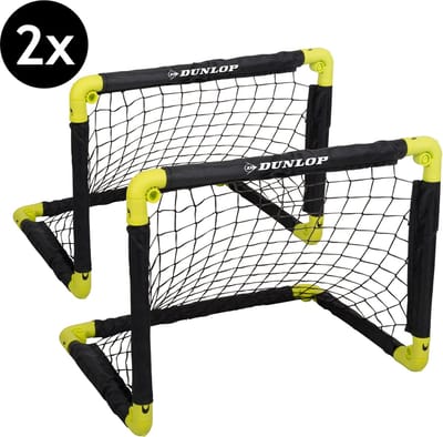 Dunlop Voetbaldoel 50 x 44 x 44 cm - Voetbaldoeltjes Set van 2 - Voetbalgoal Opvouwbaar - Voetbal Goal Makkelijk Opbergen - Voetbal Training Goals voor Kinderen - Kunststof - Zwart/ Geel